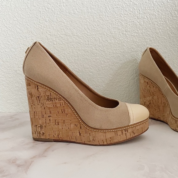 Tory Burch Shoes - TORY BURCH || Gabe Canvas Cork Wedges